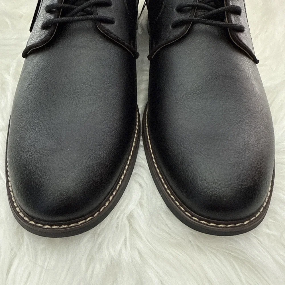 Call It Spring Mens Black Vegan Leather Derby Dress Shoes B.E.D Foam‎ Size 12 M